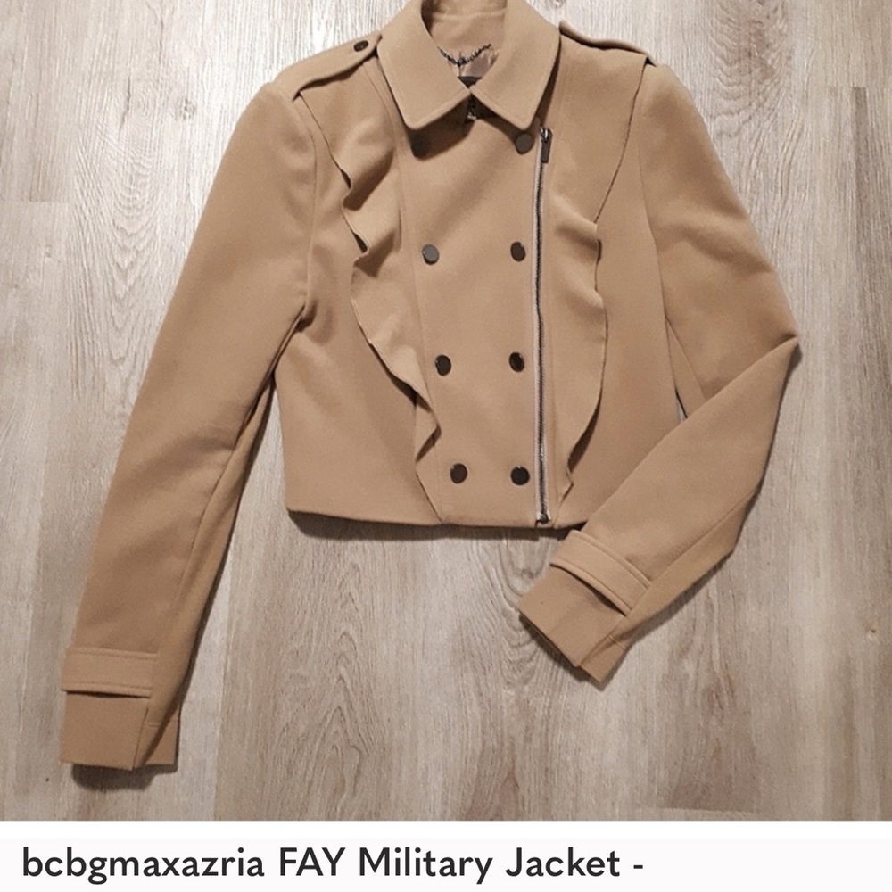 BCBGMAXAZRIA Tan Military Jacket